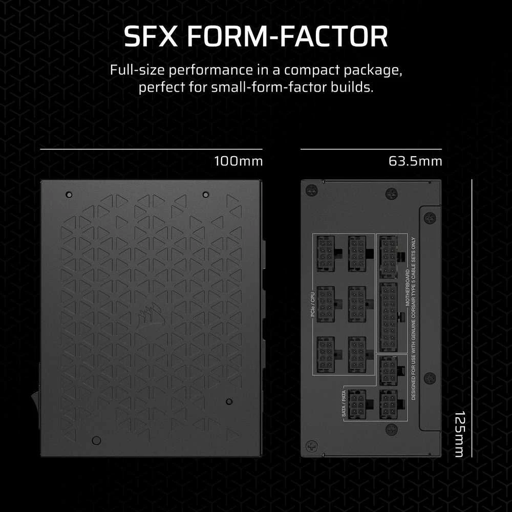 Corsair visiškai modulinis 80 PLUS platininis SFX maitinimo šaltinis (ES) | SF serija SF1000 | 1000 W