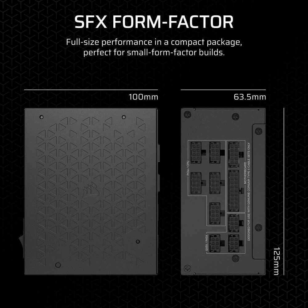 Corsair visiškai modulinis 80 PLUS platininis SFX maitinimo šaltinis (ES) | SF serija SF850 | 850 W
