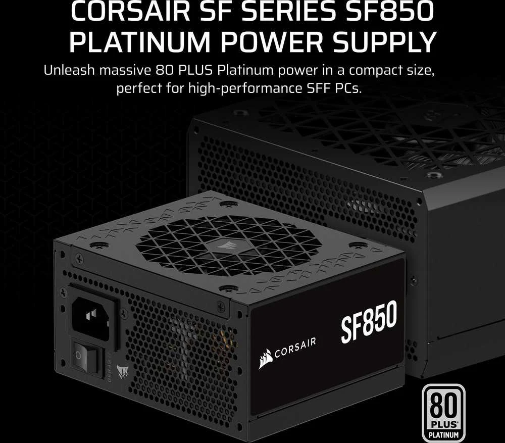 Corsair visiškai modulinis 80 PLUS platininis SFX maitinimo šaltinis (ES) | SF serija SF850 | 850 W