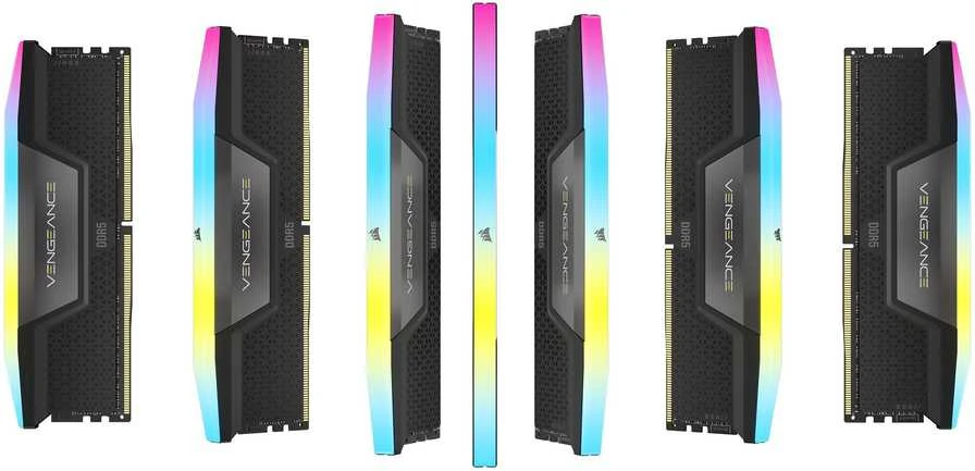 RAM „Corsair Vengeance RGB CMH64GX5M2D6000C40“ atminties modulis 64 GB, 2 x 32 GB, DDR5, 6000 MT/s, 288 kontaktų, DIMM