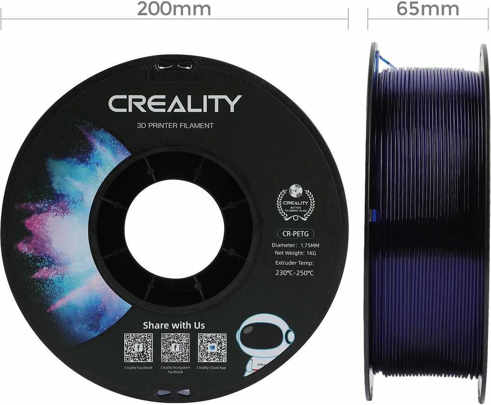 Creality CR-PETG - 1.75mm - 1kg - Skaidriai mėlynas