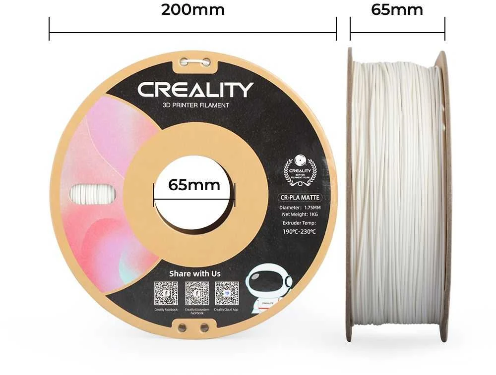 Creality CR-PLA Matinis - 1,75mm - 1kg - Gipsinis Baltas