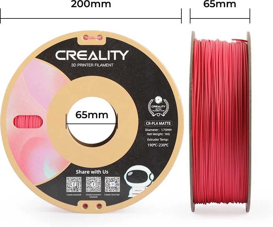 Creality CR-PLA Matte - 1.75mm - 1kg - Strawberry Raudona