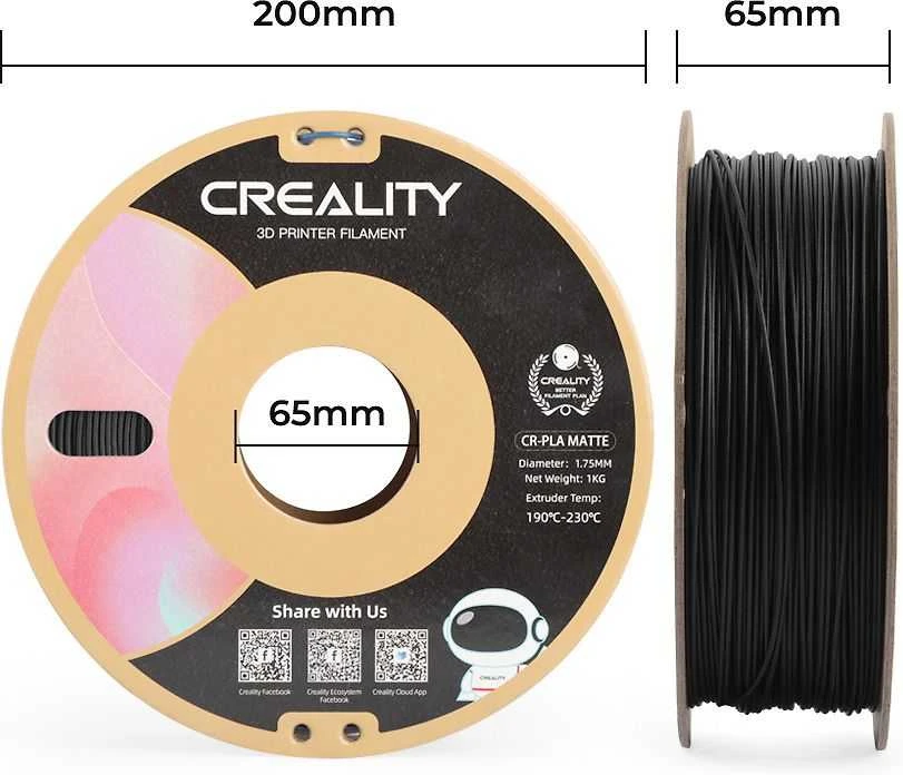 Creality CR-PLA Matte - 1.75mm - 1kg - Matinė juoda