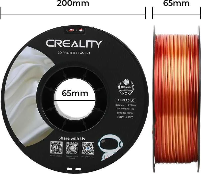 Creality CR-PLA Silk - 1.75mm - 1kg - Auksinė raudona