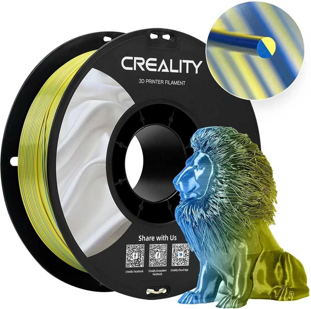 Creality CR-PLA Silk - 1.75mm - 1kg - Geltonas/Mėlynas