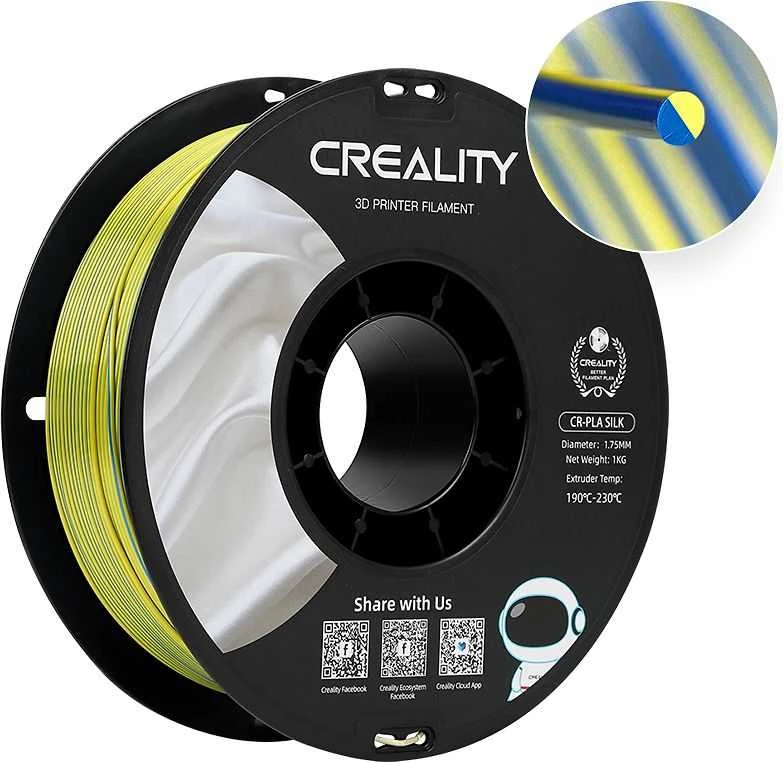 Creality CR-PLA Silk - 1.75mm - 1kg - Geltonas/Mėlynas