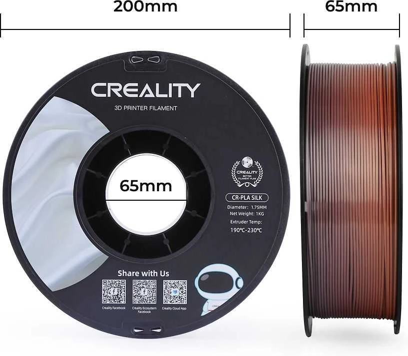 Creality CR-PLA Silk - 1,75mm - 1kg - Raudona Copper