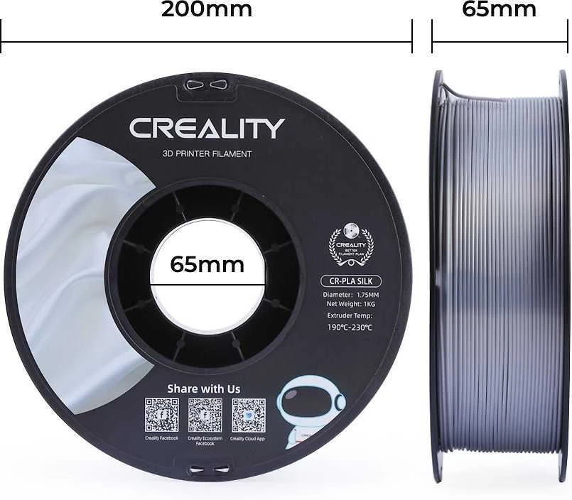 Creality CR-PLA Silk - 1.75mm - 1kg - Sidabrinis
