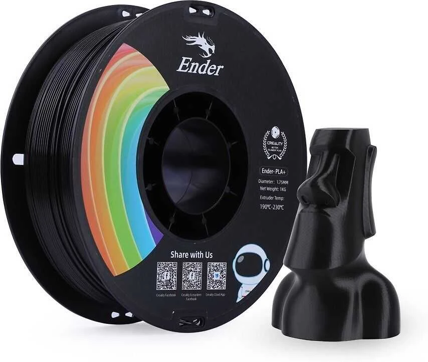 Creality Ender - PLA+ - 1.75mm - 1kg - Juodas