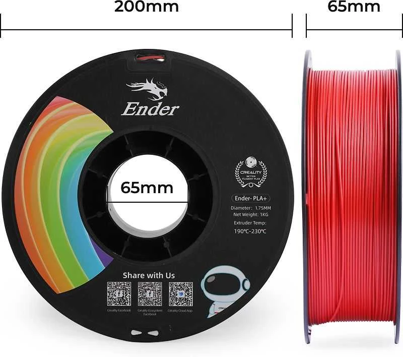 Creality Ender - PLA+ - 1.75mm - 1kg - Raudonas