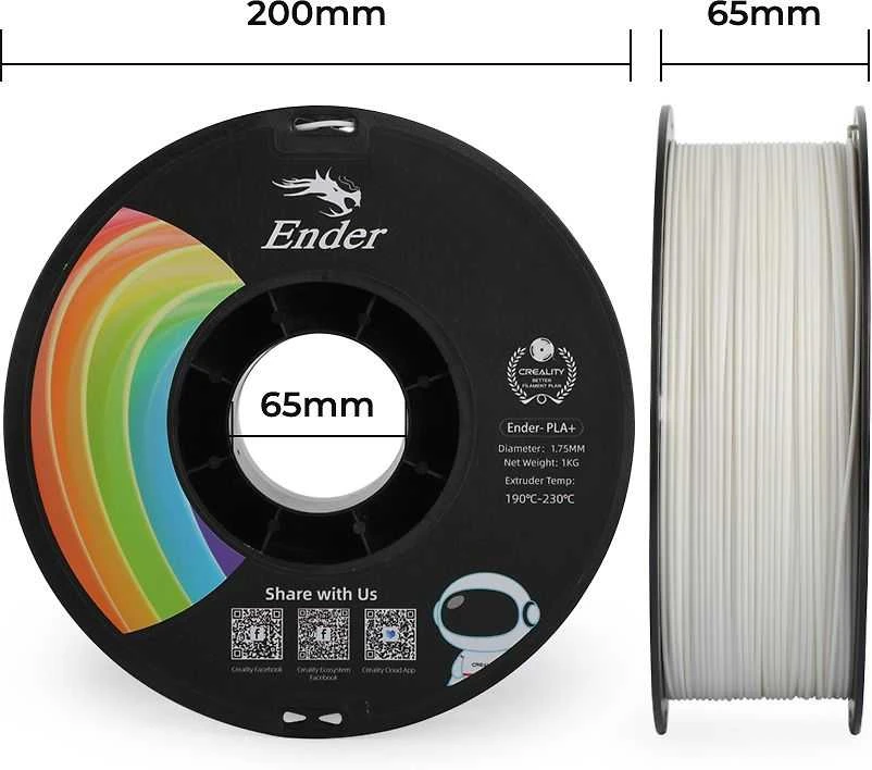 Creality Ender - PLA+ - 1,75mm - 1kg - Baltas