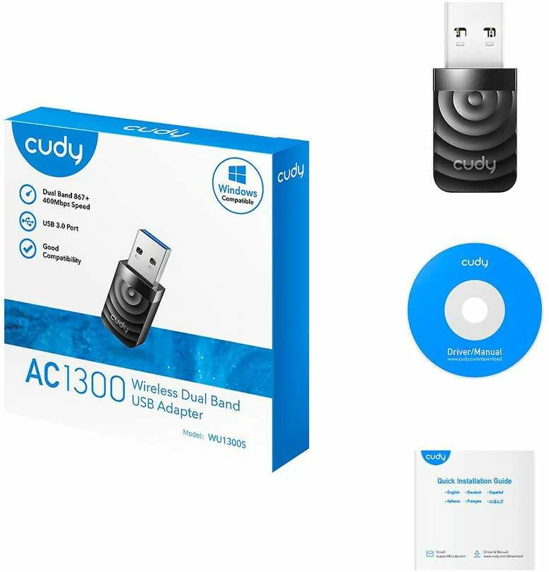 Adapteris - Cudy WU1300S Dual-Band 867 Mbit/s Vidinė Antena