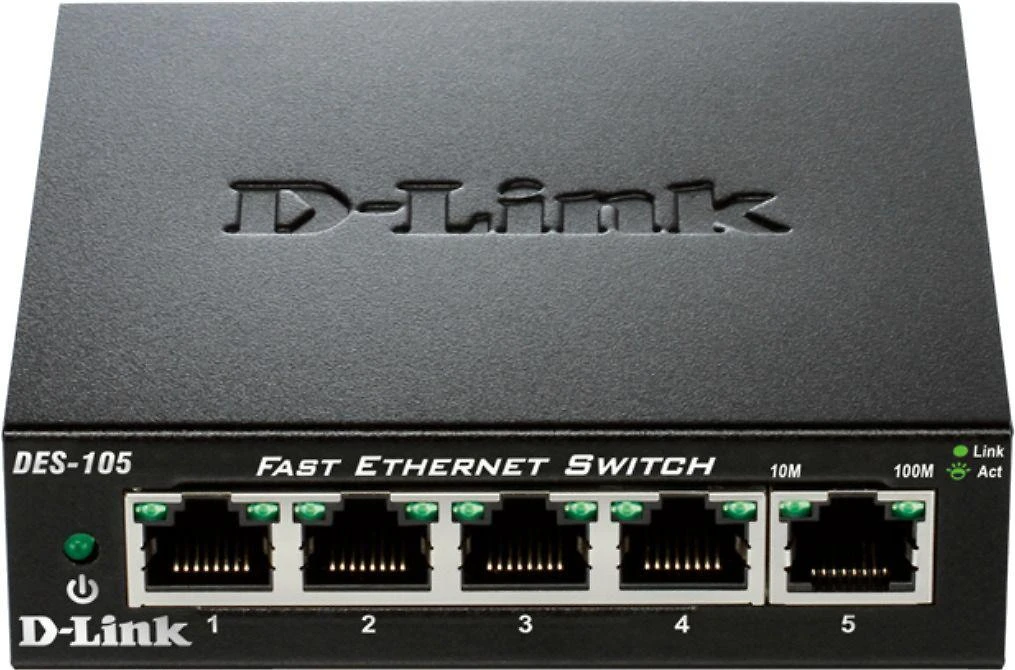 Šakotuvas D-LINK 5 prievadų 10/100 metalinio korpuso stalinio kompiuterio jungiklis