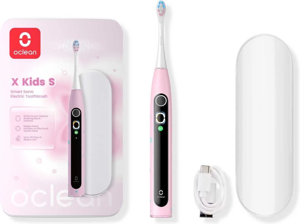 Oclean X Kids S rožinis šepetėlis su priedais