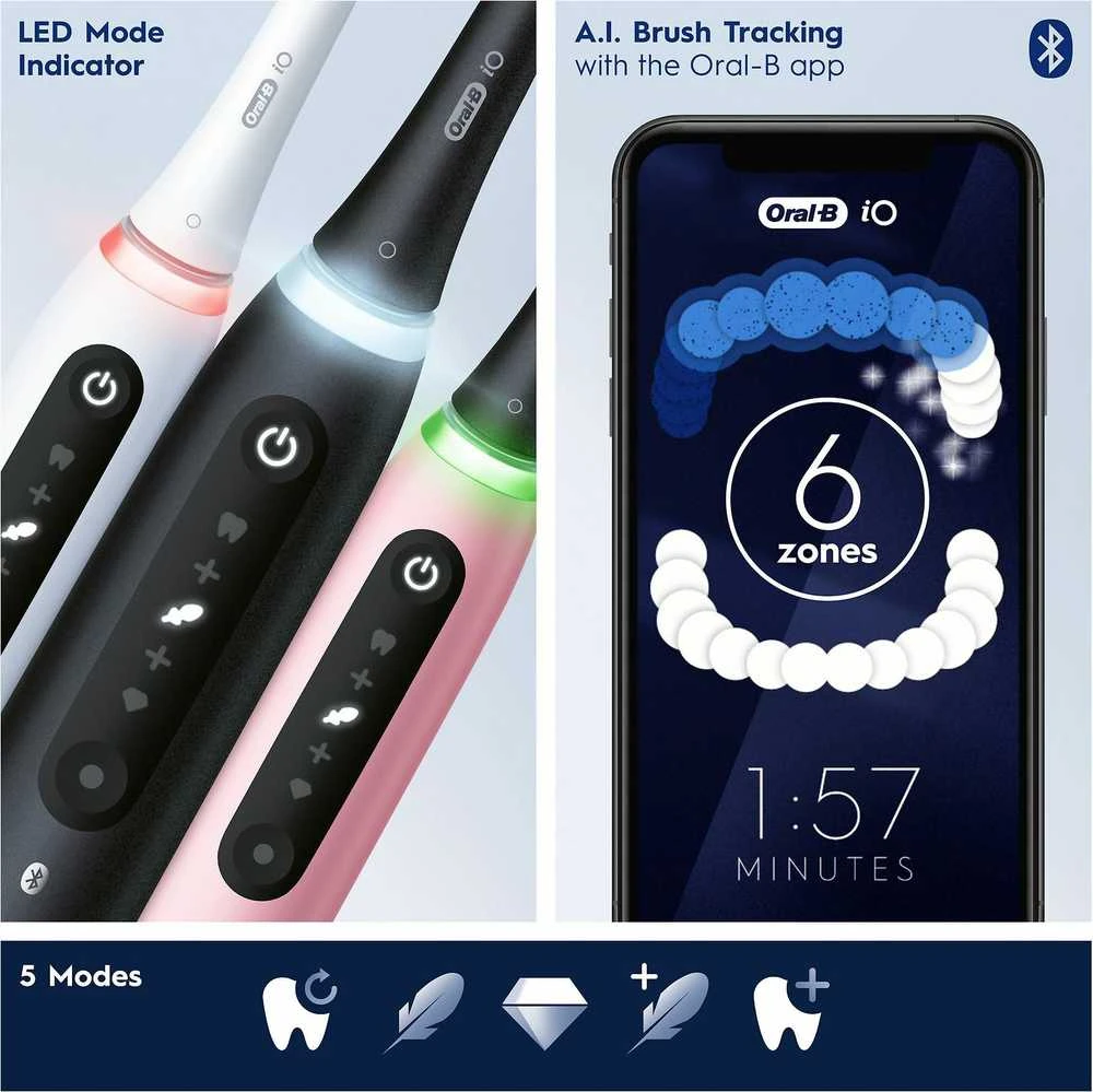 Oral-B iO šepetėlių režimai ir programėlės sekimas