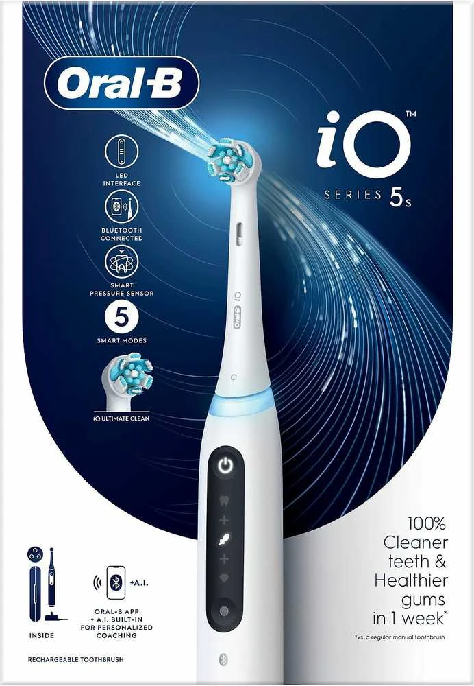 Oral-B iO Series 5s elektrinis dantų šepetėlis, baltas
