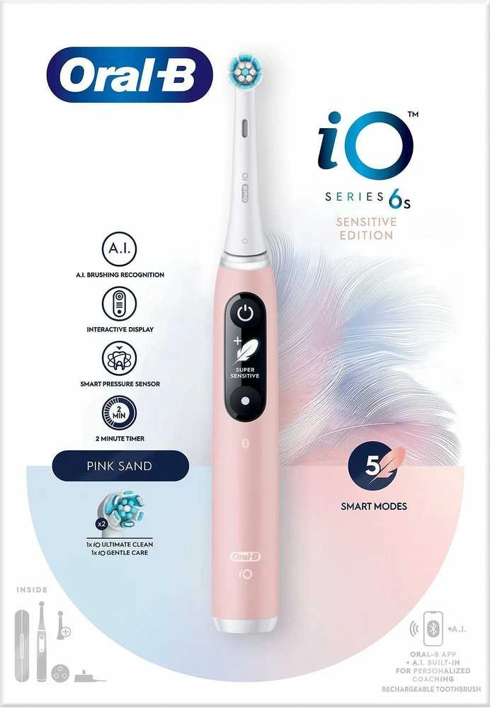Elektrinis dantų šepetėlis Oral-B iO Series 6s, rožinės spalvos