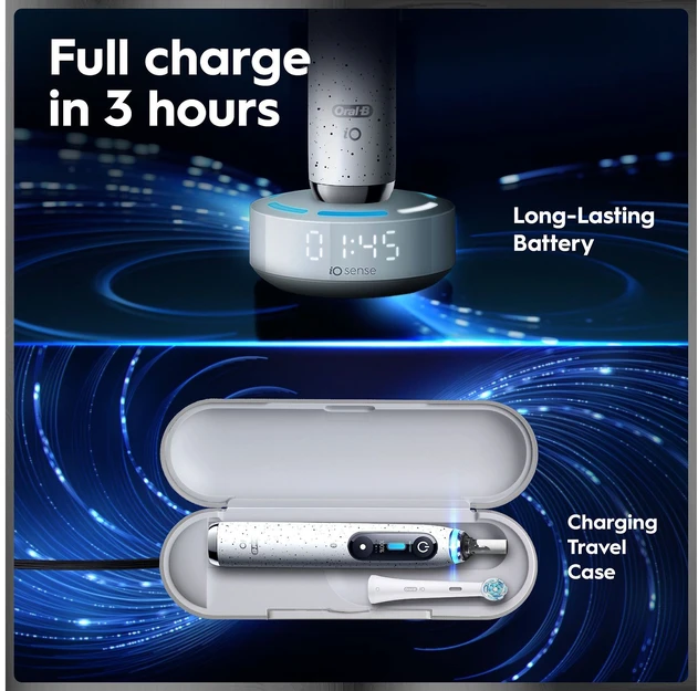 „Oral-B iO10“ elektrinis dantų šepetėlis – baltas – 1 šepetėlio galvutė, kelioninis įkrovimo dėklas