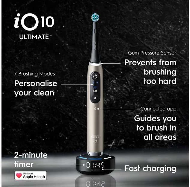 Braun Oral-B iO 10 Lunar Gold su funkcijų schema