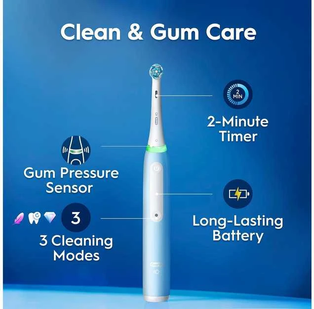 Oral-B iO3 šepetėlis su funkcijų schema