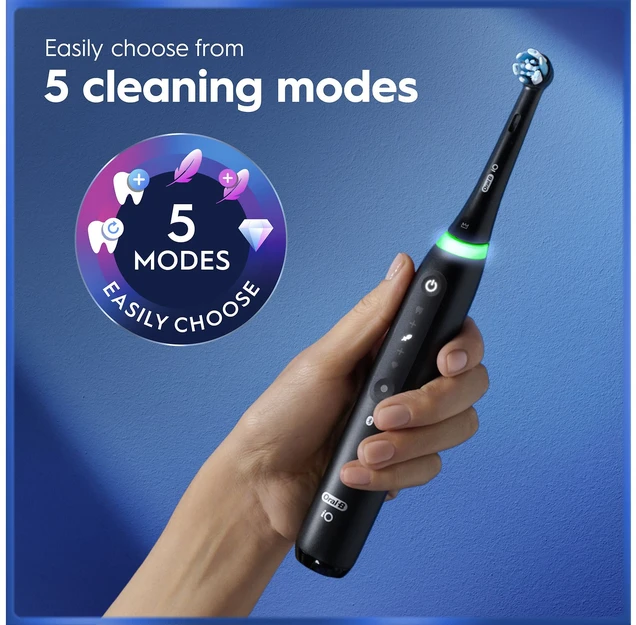 „Oral B iO5“ elektrinis dantų šepetėlis – juodas – 1 šepetėlio galvutė, aukščiausios kokybės kelioninis dėklas