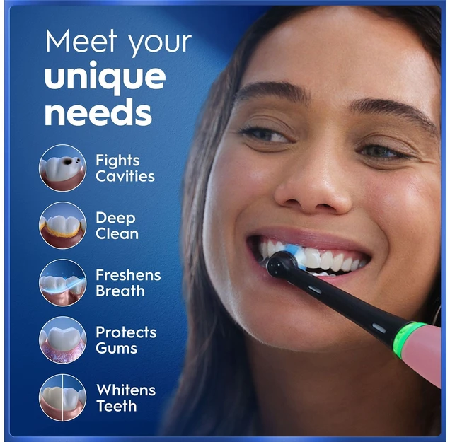 „Oral B iO5“ elektrinis dantų šepetėlis – rožinis – 1 šepetėlio galvutė, aukščiausios kokybės kelioninis dėklas