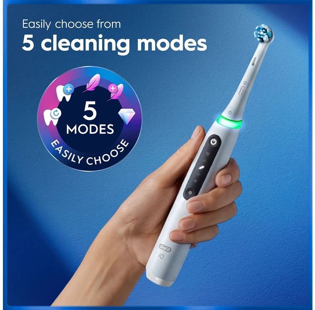 „Oral B iO5“ elektrinis dantų šepetėlis – baltas – 1 šepetėlio galvutė, aukščiausios kokybės kelioninis dėklas