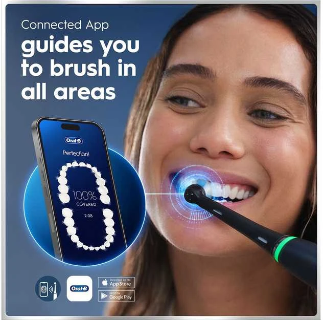 „Oral B iO6“ elektrinis dantų šepetėlis, 2 vnt. pakuotėje – juodas ir rožinis