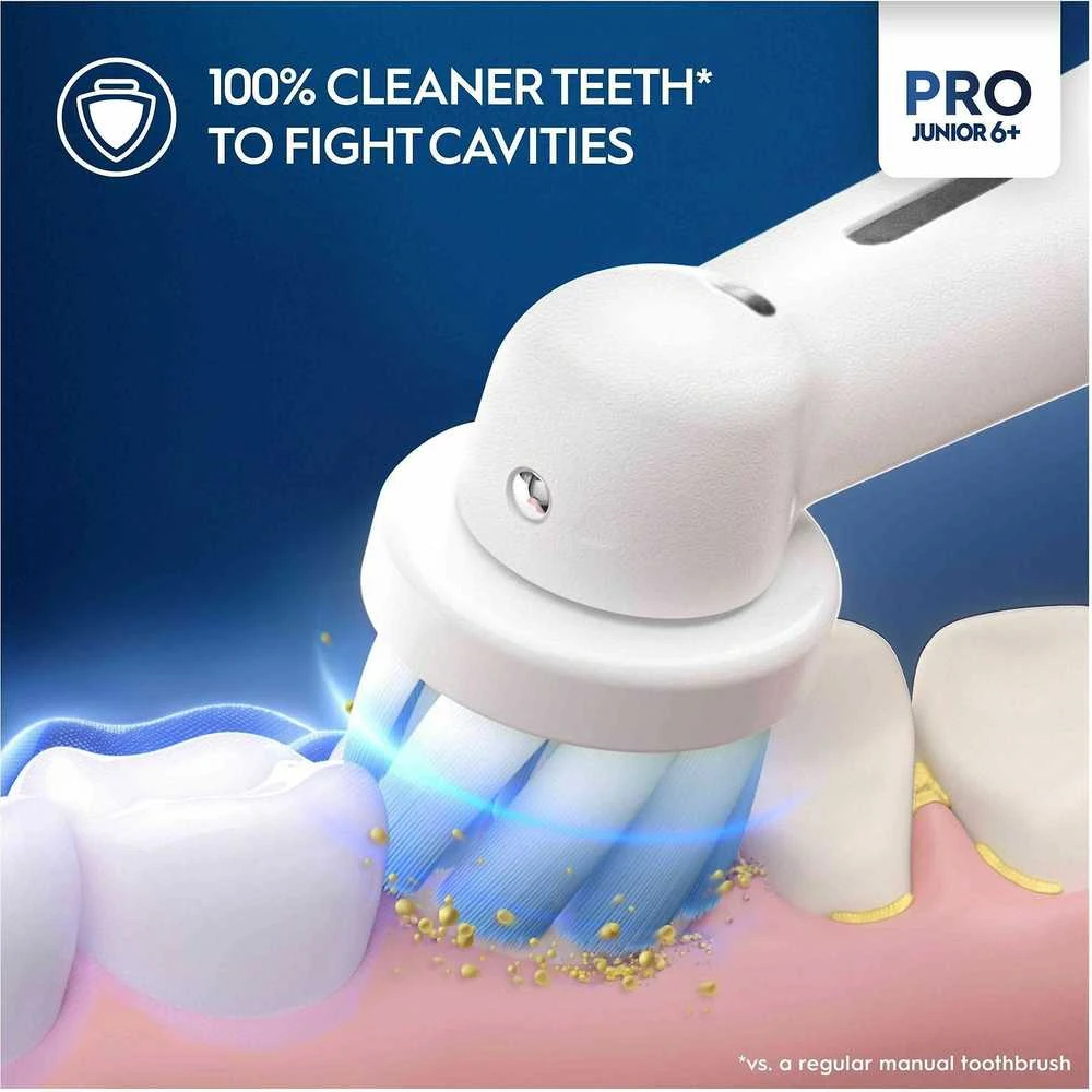 Oral-B Pro Junior šepetėlio galvutė valymo procese