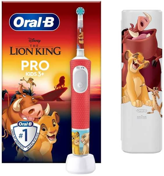 Oral-B Kids elektrinis šepetėlis su liūto karaliaus dėklu