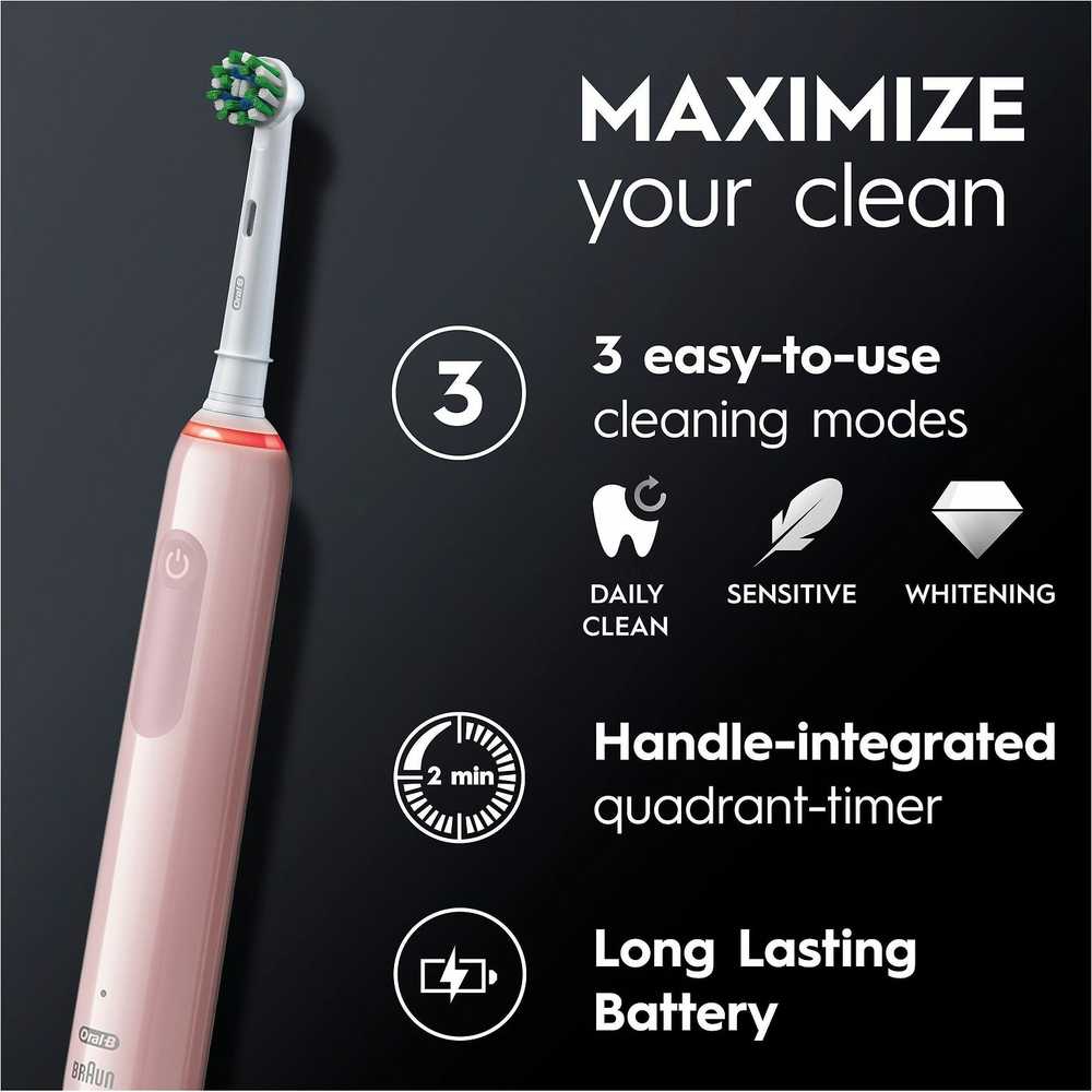 Elektrinis dantų šepetėlis Oral-B Pro Series 3, rožinis