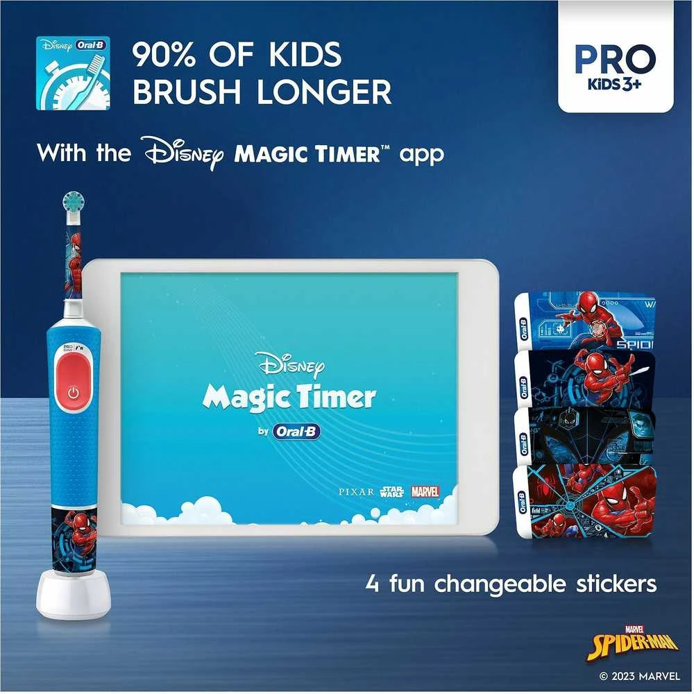 Dantų šepetėlis Oral-B Vitality Pro D103 Kids 3+ Spiderman + etui mėlyna
