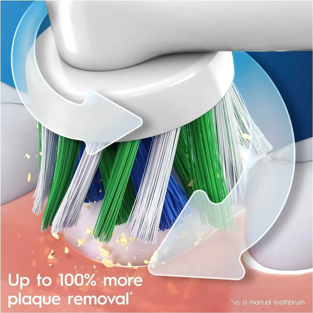 Dantų šepetėlio Oral-B galvutė su apnašų valymo iliustracija