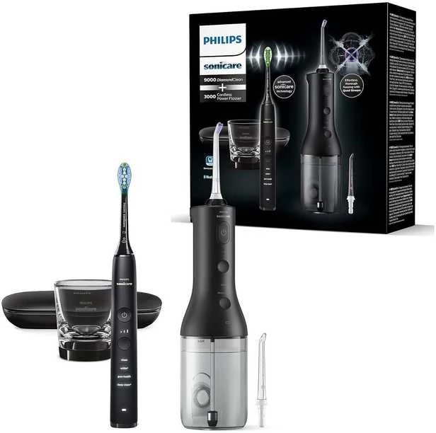 Burnos irigatorius ir dantų šepetėlis Philips Sonicare Cordless Power Flosser „DiamondClean 9000“  HX3886/43
