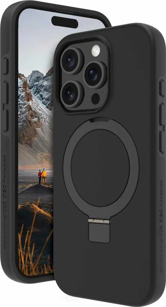 dbramante dbramante1928 Iceland Ultra D3O MS Kick - apsauginis dėklas su stovu iPhone 16 Pro Max, suderinamas su MagSafe (juodas)
