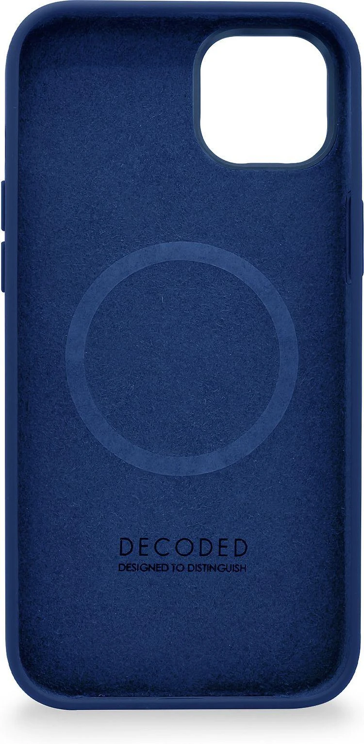 Dėklas Decoded Dekoduotas iššifruotas antimikrobinis silikoninis dangtelis iP 14 Plus Navy Peony
