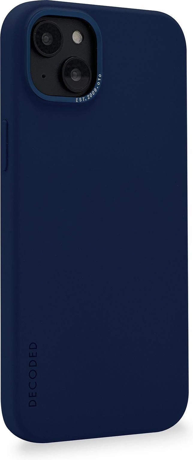 Dėklas Decoded Dekoduotas iššifruotas antimikrobinis silikoninis dangtelis iP 14 Plus Navy Peony