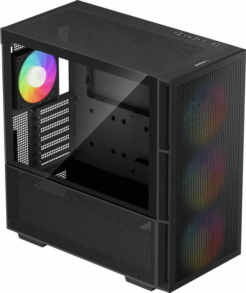Kompiuterio Korpusas - DeepCool CH560 Midi Tower su Grūdintu Stiklu ir Multi-Spalviniu Apšvietimu Juodas