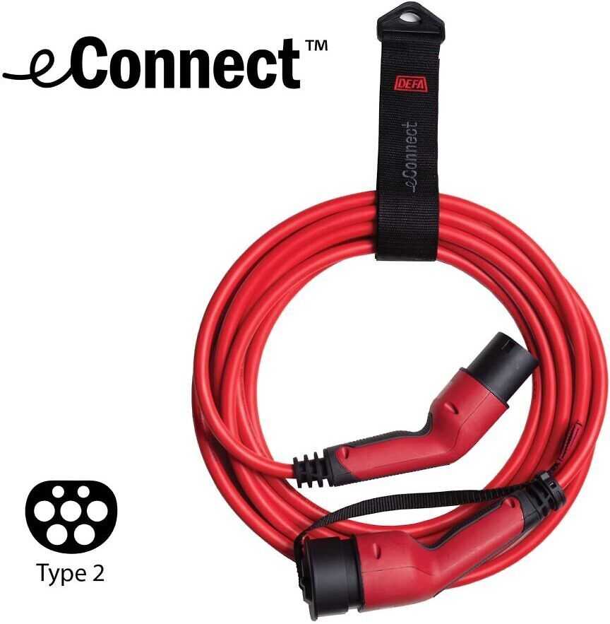 Defa eConnect latauskaapeli, 7,5 m, 1-vaihe, 32 A, 7,4 kW, Type2-Type2 ...