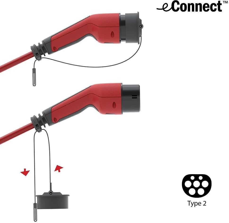 Defa eConnect raudona įkrovimo jungtis su dangteliu