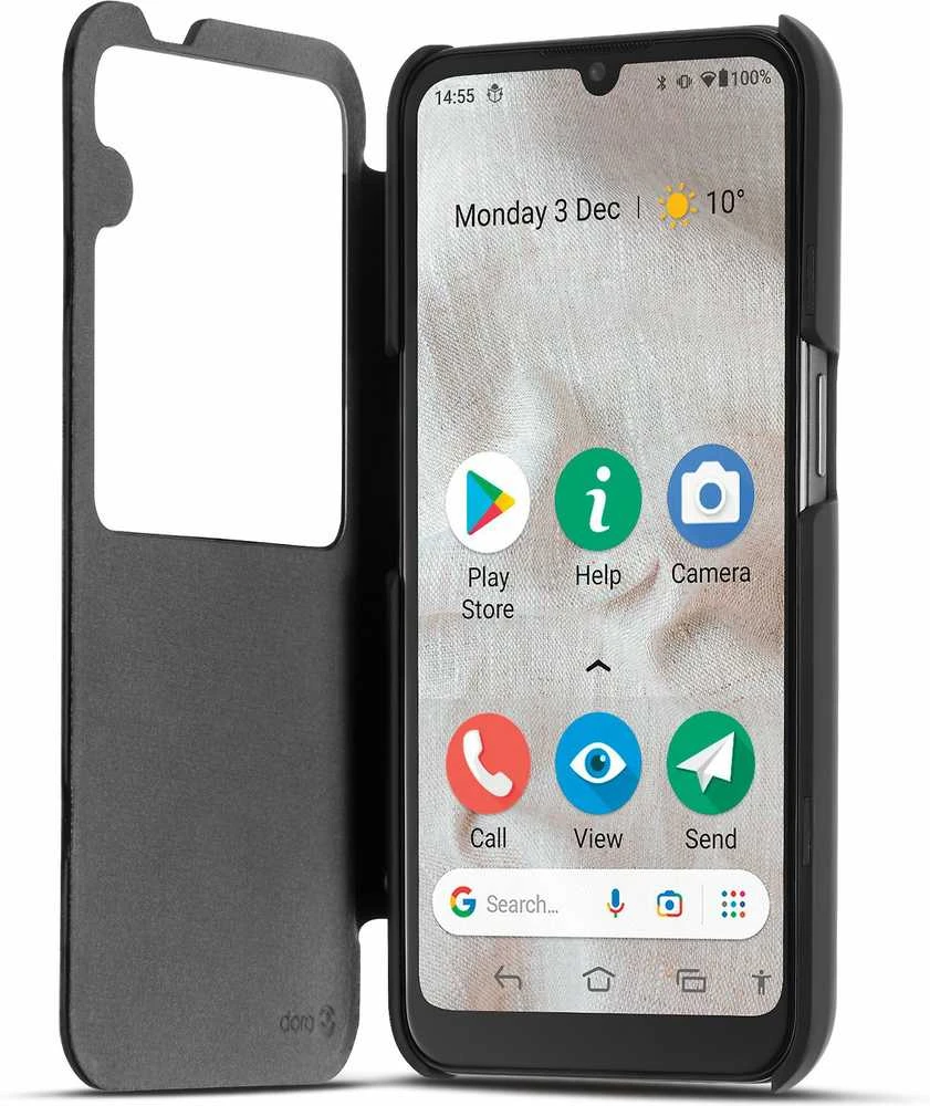 Dėklas Doro 8110 / 8210 Smart Cover, musta