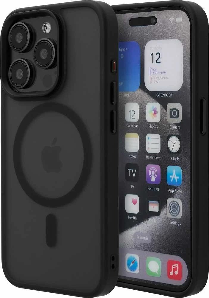 Microsoft „FoneKit MagSafe“ minkštas lietimui atsparus dėklas, „iPhone 15 Pro Max“, juodas / pilkas