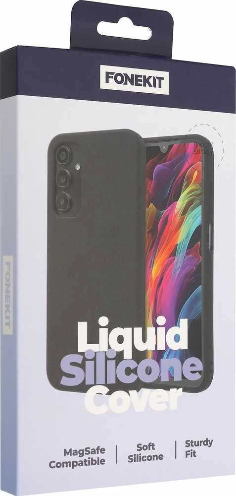 Dėklas FoneKit Liquid Silicone -suojakuori, Samsung Galaxy A15, musta