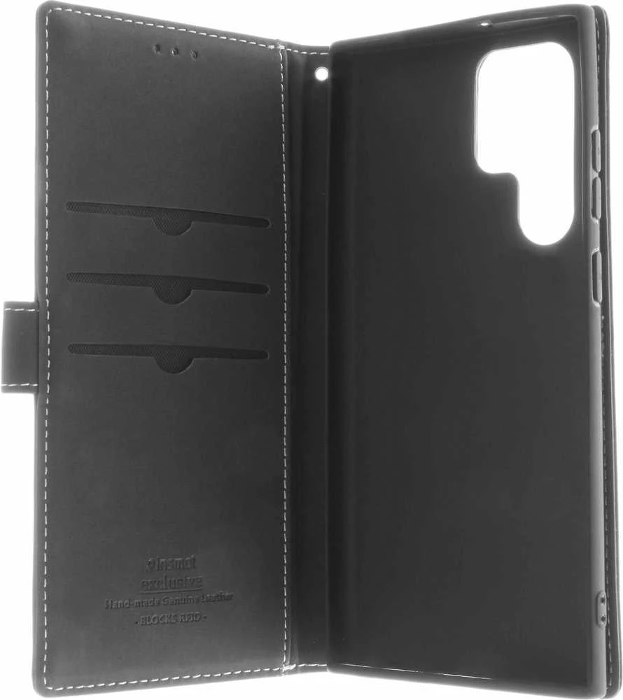 Insmat Exclusive Flip Case piniginės dėklas, Samsung Galaxy S22 Ultra 5G, juodas