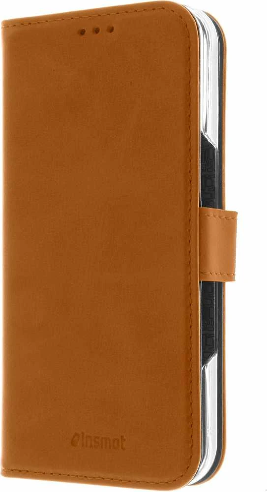 Dėklas Insmat Premium Flip Case -lompakkokotelo, Apple iPhone 16, ruskea