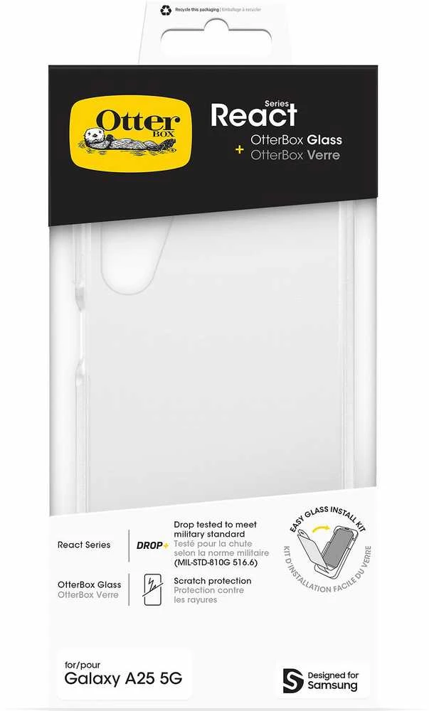 Dėklas Otterbox OB REACT+GLASS SAMSUNGGALAXYA25/5G CLEAR