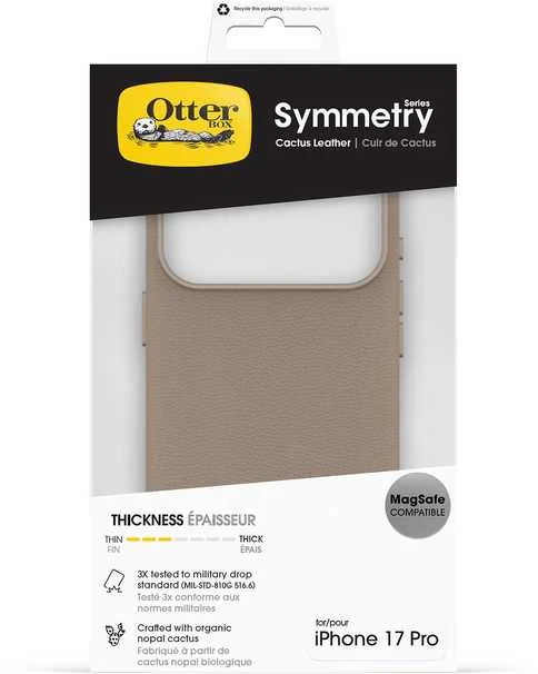 OtterBox Symmetry Cactus odinis kameros valdymo dėklas Apple iPhone 17 Pro, Cottonwood, šviesiai pilkas