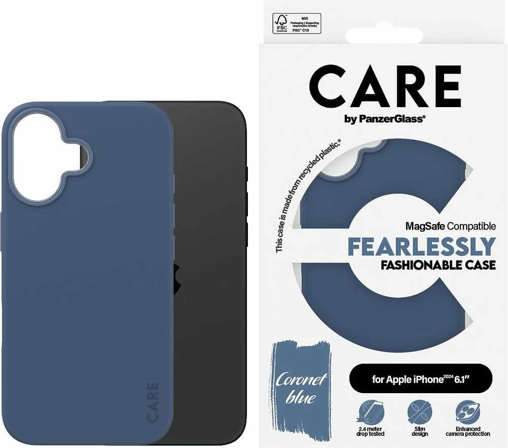 Panzer Glass CARE by PanzerGlass Fashion Case Apple iPhone 16 6.1" dėklas telefonui mėlynos spalvos/dėklas telefonui mėlynos spalvos MagSafe 1381