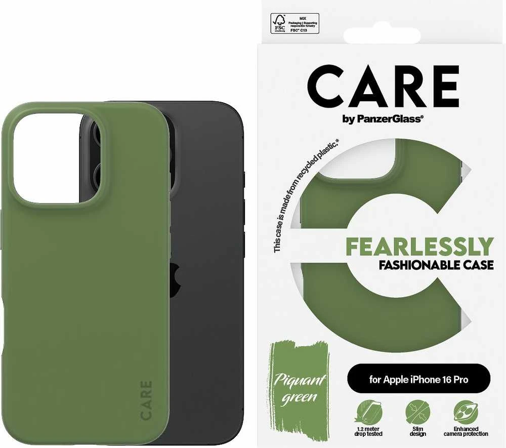 Dėklas Panzer Glass PanzerGlass PanzerGlass CARE mados spalvos iPhone 16 Pro grün